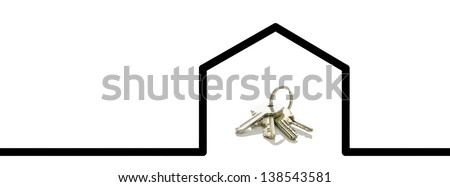 House keys placed in a computer drawn shape of a house.