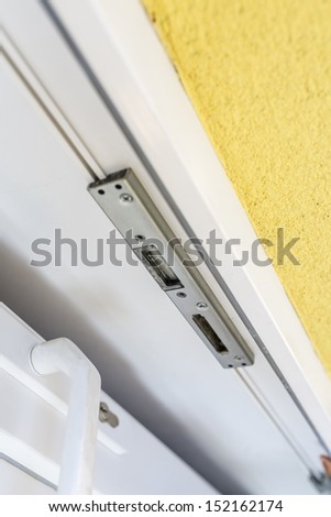 Detail of open door lock. Concept of breaking and entering.