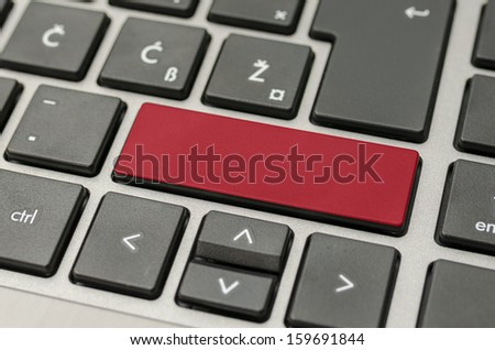 Empty red computer key on keyboard ready for your text.