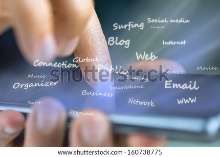 Surfing the net with tablet computer or smart phone.