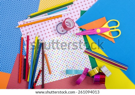 Arts Craft Supplies Corrugated Color Paper Stock Photo 351226619