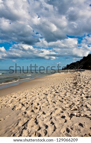 vacation by the sea, walk on the edge, Jastrzebia Gora, Poland. beautiful clouds in the sky