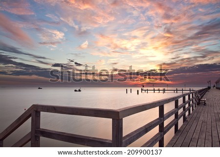 Amazing sunrise at the beach, Machalinki Poland, seaside landscape