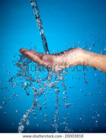 Hand and stream of water. Very high resolution.