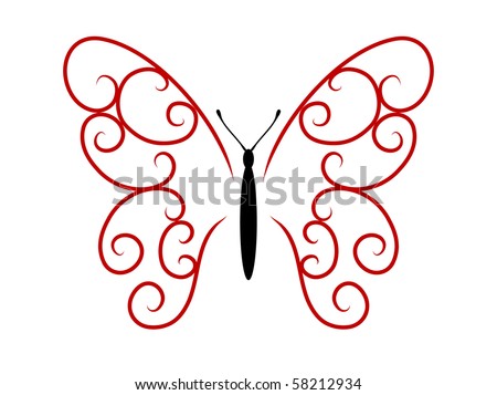 stock vector : Abstract tattoo butterfly - vector illustration