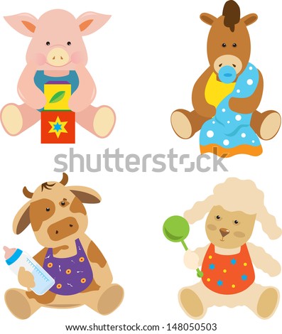 Farm Babies - Cute vector set of 4 farm animals. Eps10