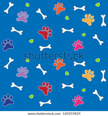 Colorful Bones and Paws Pattern - Colorful pattern of bones and dog paws. Eps10