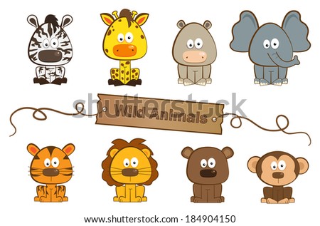 Wild Animals - Cute set of eight wild animals. Eps10