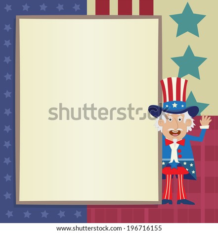 Uncle Sam Banner - Decorative blank banner with Uncle Sam standing next to it. Eps10