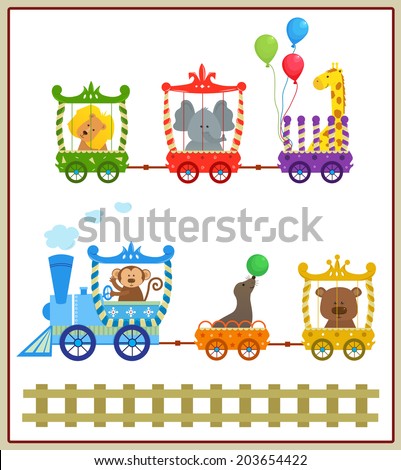 Circus Train - Cute circus train with baby animals. Eps10