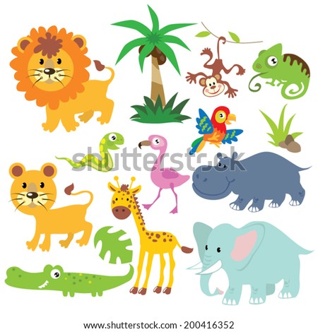 Cartoon Jungle Animals Free Vector | Download Free Vector Art | Free
