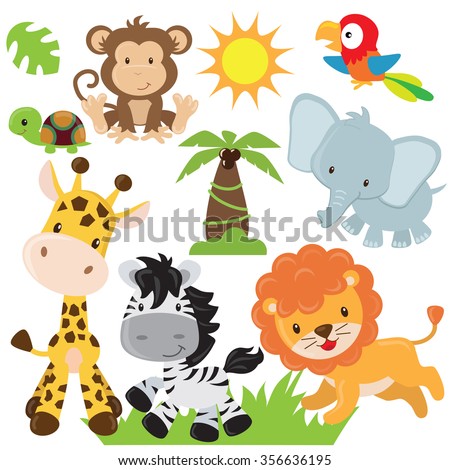 Jungle animals vector illustration