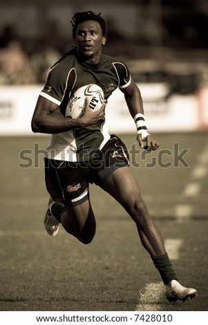 Man scoring for try in Rugby 7s 2007