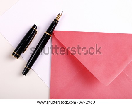 Red envelope and pen / valentine\'s card