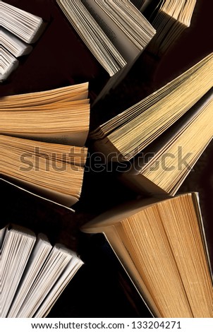 Open books, top view.