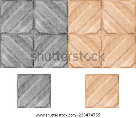 Volume tile with texture of skin for dressing of an interior. A tile with board drawing on a white background, nobody.