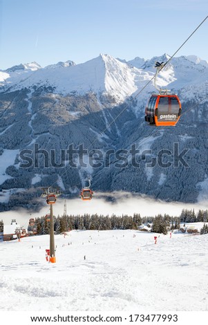 BAD GASTEIN - JANUARY 06: Ski lift in Austrian Alps, Ski amade region, Land Salzburg, Austria on January 06, 2014