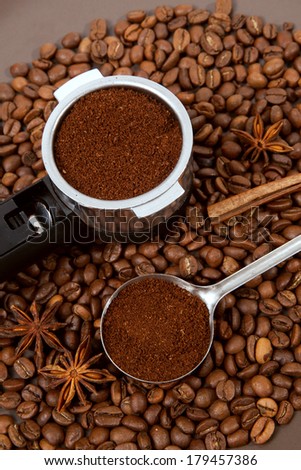 Holder of filter for coffee machine against coffee beans