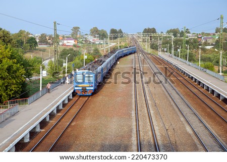 STRUNINO, RUSSIA - AUGUST 01, 2014: The Strunino station of Russian Railways. Strunino is a town in Alexandrovsky District of Vladimir Oblast, located 131 kilometers northwest of Vladimir