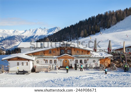 SERFAUS, AUSTRIA - JAN 07, 2015: Mountain self-service restaurant in SERFAUS-FISS-LADIS ski region