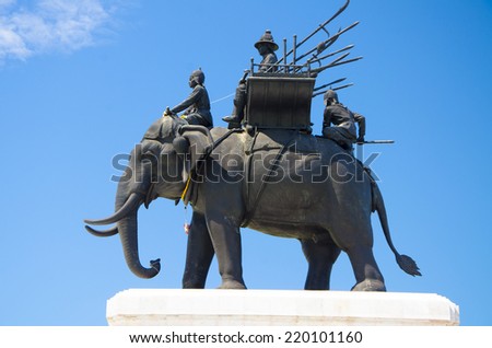 Anusorn Don Chedi Monuments, a tourist attractions in Supanburi, Thailand, built in memorial of King Naresuan\'s triumph over Myanmar in an elephant war