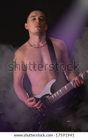 Portrait of the guitarist, concert