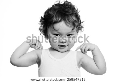 Little sportsman,isolated on a white background.