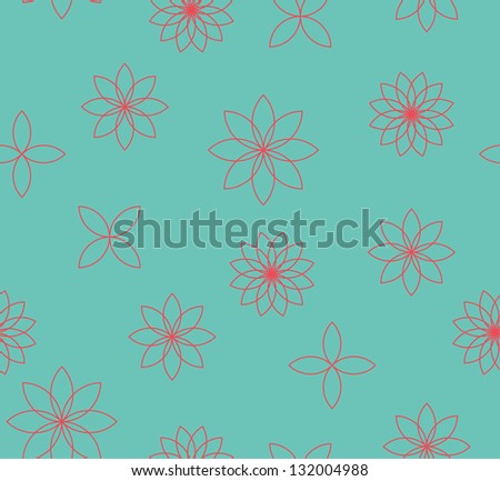 Seamless vector flower outline pattern background