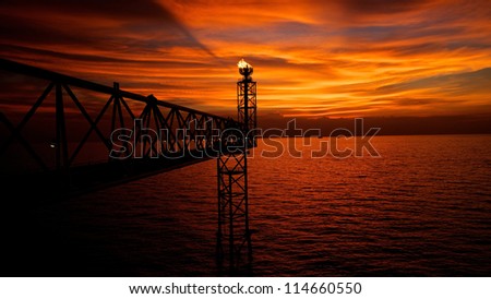 rigs tower with fire in the gulf of thailand