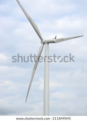 Close up view of the propellers of a wind turbine / Wind Power