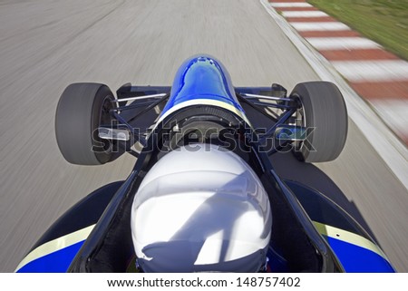 Racing Car with finish flag background.Commercial composition