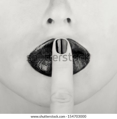 Finger On Lips Black And White Picture