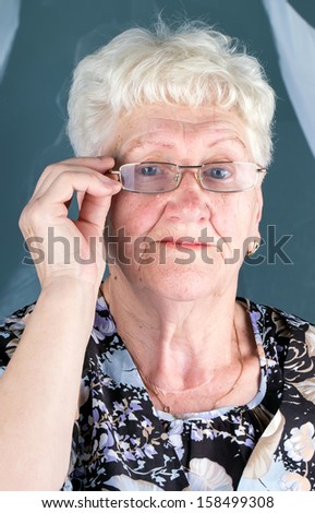 old woman in glasses portrait