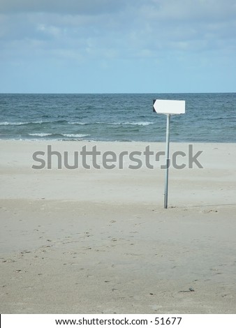 empty sign on a beach