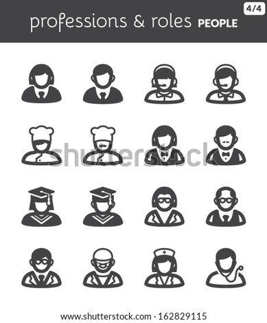 Set of flat icons about people. Professions and roles