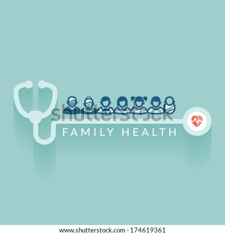 Flat design. Illustration about family health. Medical concept.