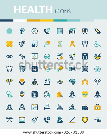 Set of colorful flat icons about health
