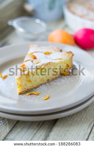 A slice of the original Easter cake Neapolitan Pastiera