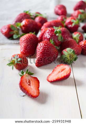 Fresh strawberry on a wooden table