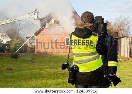 TV interview at house fire