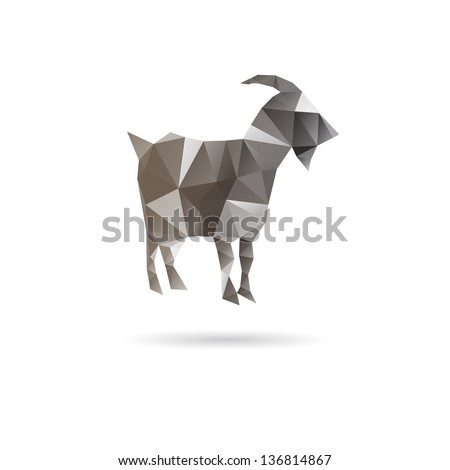 Abstract Goat Isolated On A White Backgrounds, Vector Illustration