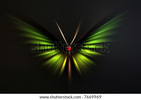 Abstract of green tropical butterfly with zoom effect