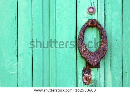 knocker lanzarote abstract door wood in the green spain