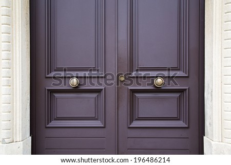 post mail abstract cross   brass brown knocker in a   closed wood door   olgiate olona varese italy