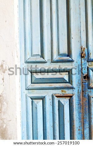 morocco in africa the old wood  facade home and rusty safe padlock