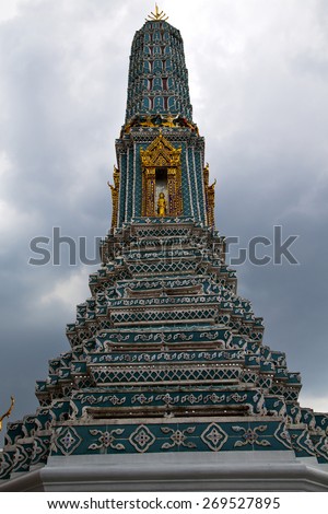 bangkok in   temple  thailand abstract cross colors roof wat  palaces   asia sky   and  colors religion mosaic rain