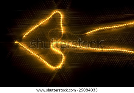 Left arrow - light projection - stars pointing to the right