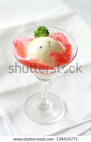 vanilla flavored ice cream and jelly