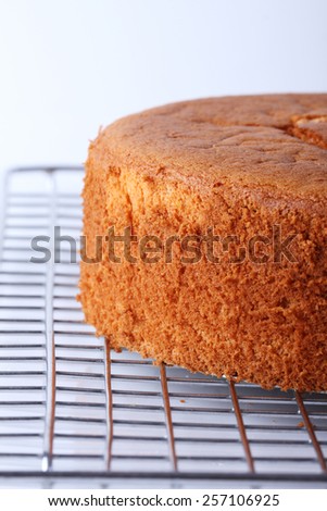 baked chiffon cake on a cooling rack