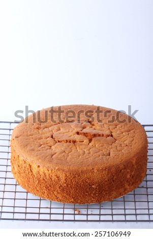 baked chiffon cake on a cooling rack